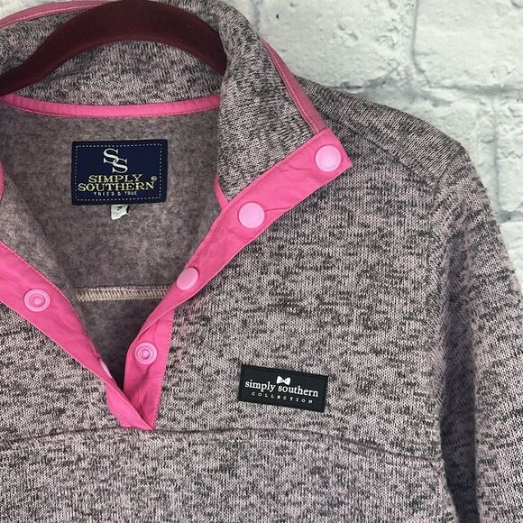 Knit Snap Pullover in Pink Heather by Simply Southern Size Small - Picture 2 of 7